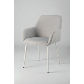 Стул обеденный с подлокотниками Терра М-220, для кухни, столовой, мохер Устричный/белый, 830х550х580 мм