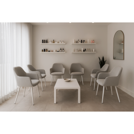 Комплект стульев обеденных Терра М-220 (6 шт.) с подлокотниками, мохер Устричный/белый, для кухни, столовой, 830×550×580 мм