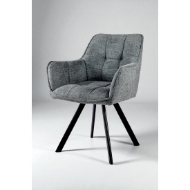 Стілець обідній з підлокітниками Осло М-235, для кухні, їдальні, фактурна тканина Графіт/чорний, 850х600х610 мм