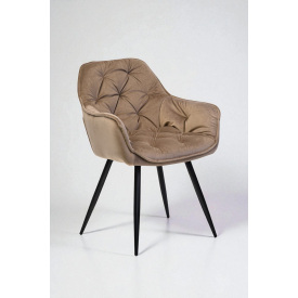 Стул обеденный Арис М-65 с подлокотниками, для кухни, столовой, кафе велюр Капучино/черный, 860х580х590 мм