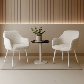 Комплект стільців обідніх Лінн М-240 (2 шт.) з підлокітниками для кухні, кухні, вельвет Білий антик/білий, 850х580х580 мм