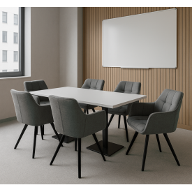 Комплект стульев обеденных Осло М-235 (6 шт.) с подлокотниками, для столовой, кухни, ткань фактурная Графит/черный, 850х600х610 мм