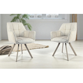 Комплект стульев обеденных Осло М-235 (2 шт.) с подлокотниками, для столовой, кухни, ткань фактурная Папирус/капучино, 850х600х610 мм