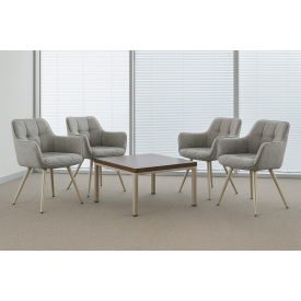 Комплект стульев обеденных Осло М-235 (4 шт.) с подлокотниками, для столовой, кухни, ткань фактурная Серый агат/капучино, 850х600х610 мм