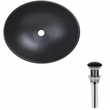 Раковина накладна Qtap Dove 415х340х140 чорна матова з донним клапаном PU03 (QT063078MBMBN47307)