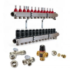 Комплект обладнання для водяної теплої підлоги на 12 контурів Tervix з клапаном TMV (522112) Борисполь