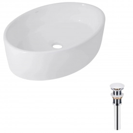 Раковина накладна Qtap Kolibri 500x360x140 біла з донним клапаном PU02 (QT10113054WN47311)