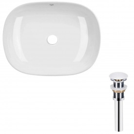 Раковина накладна Qtap Aquarius 465x375x120 біла з донним клапаном PU02 (QT21112185WN47295)