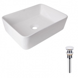 Раковина накладна Qtap Tern 480х370х135 біла з донним клапаном PU02 (QT17112074WN47301)