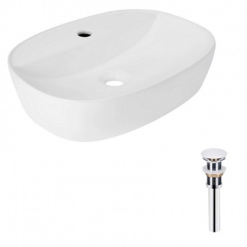 Раковина накладна Qtap Scorpio 500x380x120 біла з донним клапаном PU02 (QT14112202WN47313)