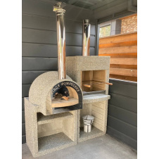 Помпейская печь для пицы с бетонным столом «Гарден Шеф» Кремовый мармур