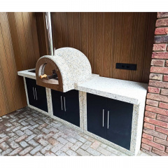 Помпейская печь для пицы с бетонным столом «Гарден Шеф» с фасадами Кремовый мармур Киев