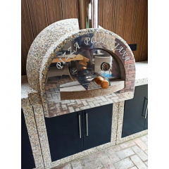 Помпейская печь для пицы с бетонным столом «Гарден Шеф» с фасадами Кремовый мармур Киев