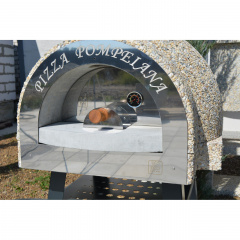 Помпейская печь для пицы с тумбой из металла Кремовый мармур Вільнянськ