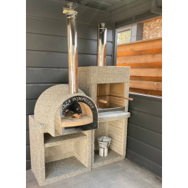 Помпейская печь для пицы с бетонным столом «Гарден Шеф» Кремовый мармур