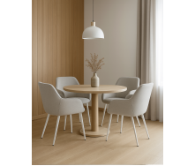 Комплект обідніх стільців Терра М-220 (4 шт.) з підлокітниками, мохер Устричний/білий, для кухні, їдальні, 830×550×580 мм