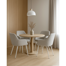 Комплект обідніх стільців Терра М-220 (4 шт.) з підлокітниками, мохер Устричний/білий, для кухні, їдальні, 830×550×580 мм