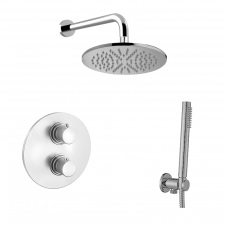 Душова система Paffoni Light 225 мм, з термостатом, сталь (KITLIQ018ST)