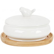 Цукорниця порцелянова 250 мл на бамбуковій підставці "Пташка" Bona Di 375-381
