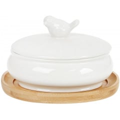 Цукорниця порцелянова 250 мл на бамбуковій підставці "Пташка" Bona Di 375-381 Миколаїв