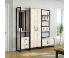 Передпокій у коридор Tobi Sho Остін ПЛ/1 у стилі Лофт із дзеркалом, 1780x350x1900 мм Дуб крафт білий