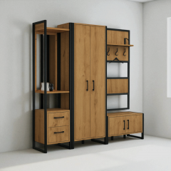 Прихожая в коридор Tobi Sho Остин ПЛ/1 в стиле Лофт с зеркалом, 2180x350x1900 мм Файервуд Белгород-Днестровский