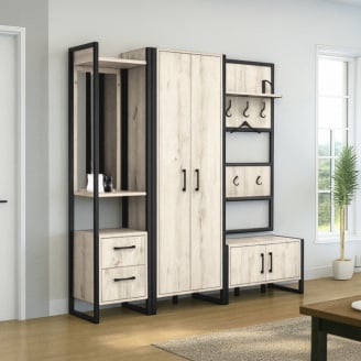 Передпокій у коридор Tobi Sho Остін ПЛ/1 у стилі Лофт із дзеркалом, 1780x350x1900 мм Дуб крафт білий