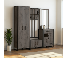 Передпокій у коридор Tobi Sho Бронкс ПЛ/2 у стилі Лофт із дзеркалом, 1980x350x1900 мм Хортиця