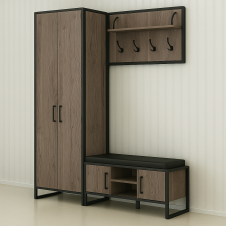 Комплект в прихожую Tobi Sho Рейден ПЛ/5 в стиле Лофт без зеркала, 1520x350x1900 мм Хортица