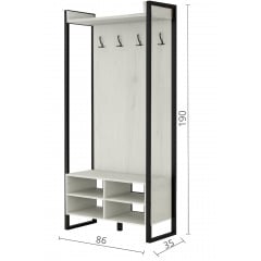 Прихожая в коридор Tobi Sho Бракстон ПЛ/6 в стиле Лофт с зеркалом, 1320x350x1900 мм Дуб крафт белый Черкассы