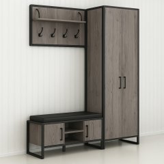 Комплект в прихожую Tobi Sho Рейден ПЛ/5 в стиле Лофт без зеркала, 1720x350x1900 мм Хортица Броды