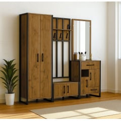 Прихожая в коридор Tobi Sho Бронкс ПЛ/2 в стиле Лофт с зеркалом, 2580x350x1900 мм Файервуд Дрогобыч