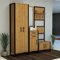 Прихожая модульная Tobi Sho Альто ПЛ/4 в стиле Лофт с зеркалом, 1780x350x1900 мм Дуб аппалачи Одесса