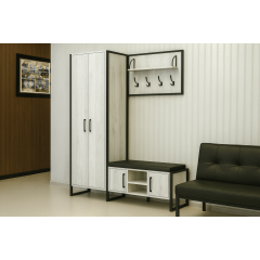 Комплект в прихожую Tobi Sho Рейден ПЛ/5 в стиле Лофт без зеркала, 1720x350x1900 мм Дуб крафт белый Днепр