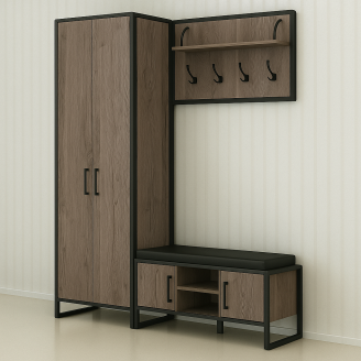 Комплект у передпокої Tobi Sho Рейден ПЛ/5 в стилі Лофт без дзеркала, 1520x350x1900 мм Хортиця