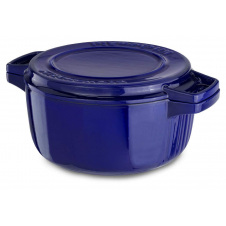 Кастрюля с крышкой-гриль, чугунная KitchenAid CPI60CRFUCast Iron, объем 3,8 л, диаметр 24см, цвет темно синий