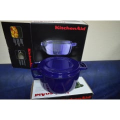 Кастрюля с крышкой-гриль, чугунная KitchenAid CPI60CRFUCast Iron, объем 3,8 л, диаметр 24см, цвет темно синий Киев