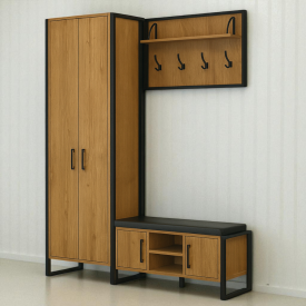 Комплект в прихожую Tobi Sho Рейден ПЛ/5 в стиле Лофт без зеркала, 1720x350x1900 мм Файервуд