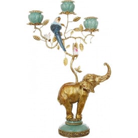 Интерьерный подсвечник Bona Elephant with Parrot 46 см Разноцветный (DP261630)