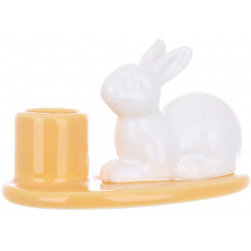Интерьерный подсвечник Bona White Rabbit 10x6.5x6.5 см Желто-белый (DP261655)