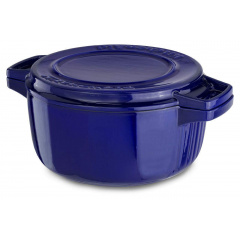 Каструля з кришкою-гриль, чавунна KitchenAid CPI60CRFUCast Iron, об'єм 3,8 л, діаметр 24 см, колір темно-синій Київ