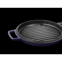 Каструля з кришкою-гриль, чавунна KitchenAid CPI60CRFUCast Iron, об'єм 3,8 л, діаметр 24 см, колір темно-синій Київ