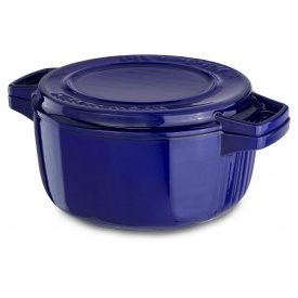 Каструля з кришкою-гриль, чавунна KitchenAid CPI60CRFUCast Iron, об'єм 3,8 л, діаметр 24 см, колір темно-синій