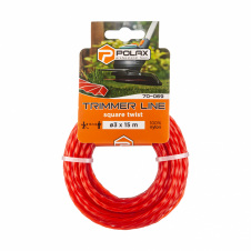 Жилка для триммера Polax Крученый квадрат 3 мм 15 м Красный (70-069)