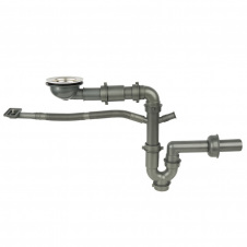 Сифон для мийки Nett DMS-110 з переливом та підключенням до посудомийки сірий (071320)