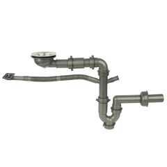 Сифон для мийки Nett DMS-110 з переливом та підключенням до посудомийки сірий (071320) Буча