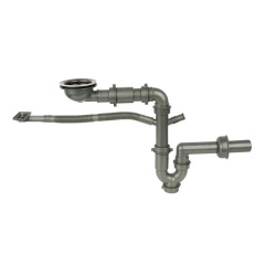 Сифон для мийки Nett DMB-110 з переливом та підключенням до посудомийки чорний (071420) Калуш