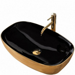 Умивальник Rea Rich 38.5x60.5 black/gold (REA-U9600) Дзензелівка