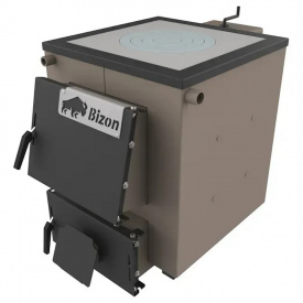 Твердопаливний котел тривалого горіння Bizon М-140П 14 кВт із плитою + механічний терморегулятор