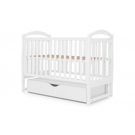 Ліжечко для немовлят Ластівка (70 × 127 см, з маятником, з шухлядою, білий)